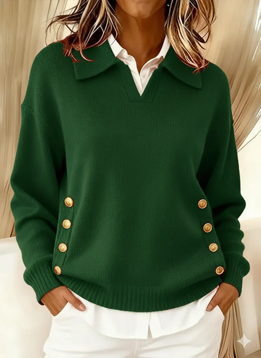 Lise | Pull Tricot Confortable avec Boucle Métallique