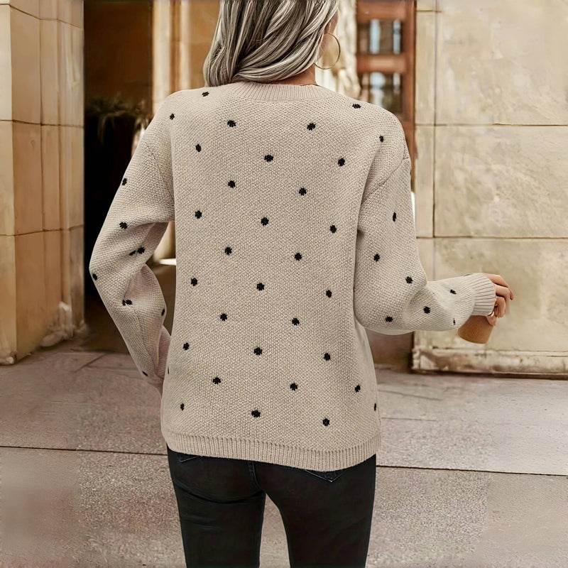 Gisèle | Pull Élégant à Pois Fins