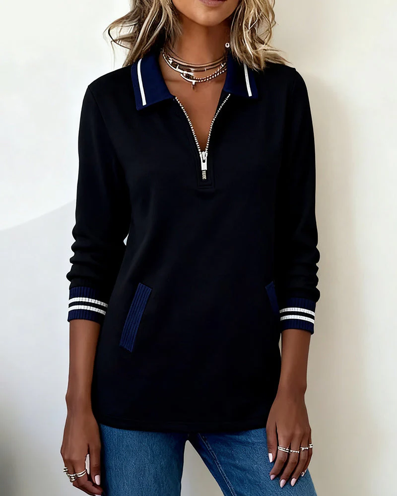 Lucienne | Sweatshirt ample avec col à revers et fermeture éclair