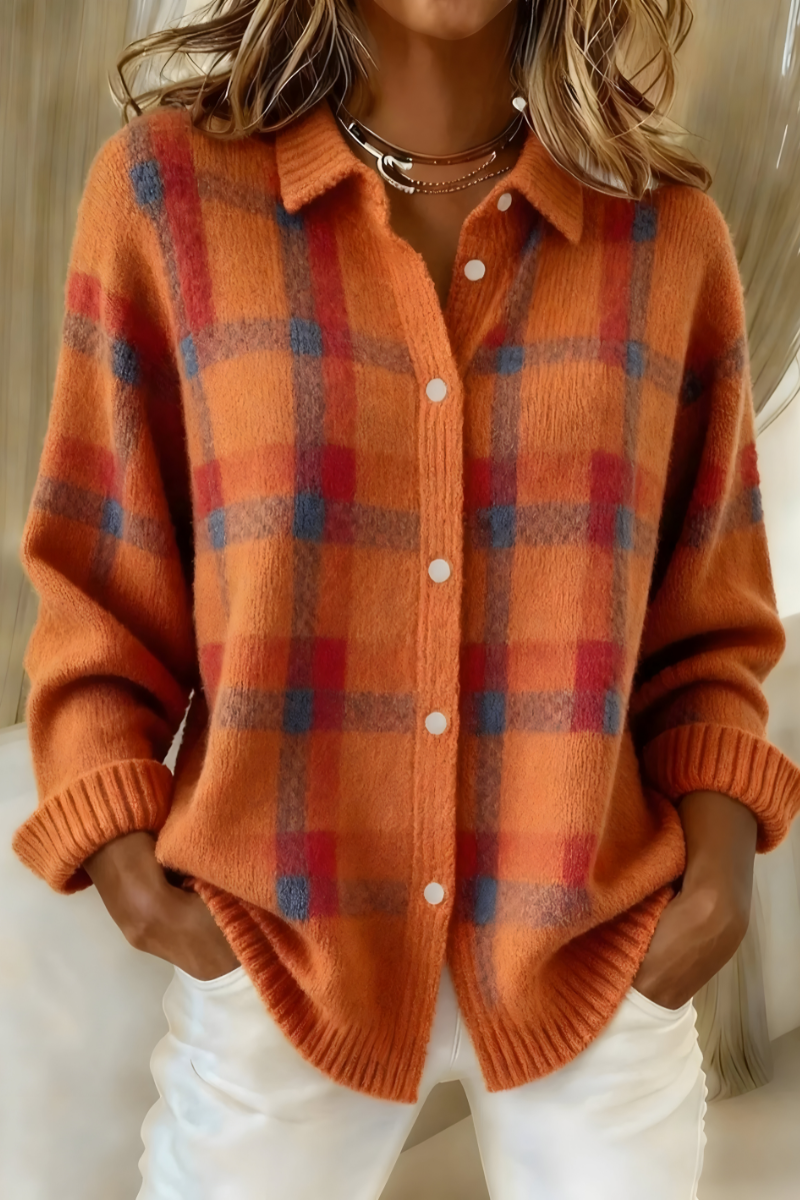 Francine | Cardigan Oversize à Carreaux Chic