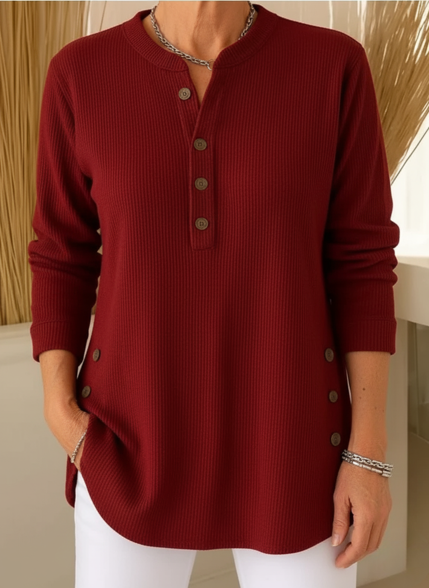 Colette | Pull Long Douillet à Boutons Raffinés