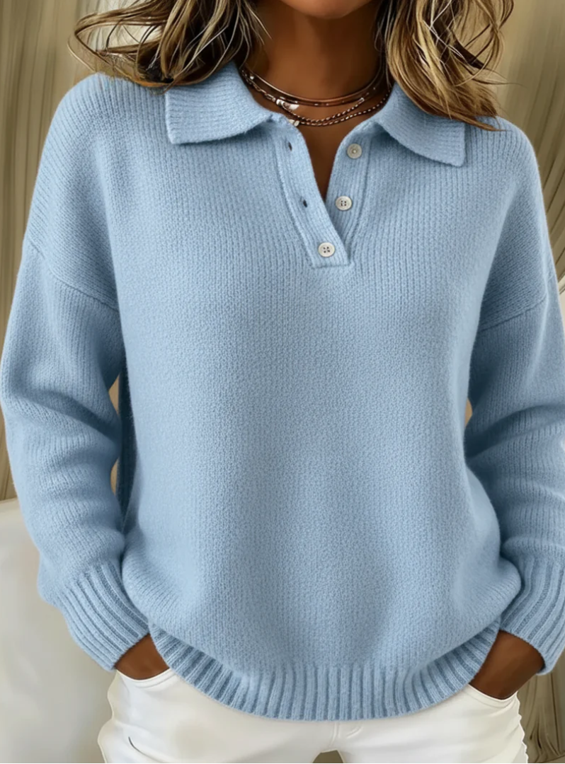 Claudine | Pull Polo Raffiné en Maille Souple