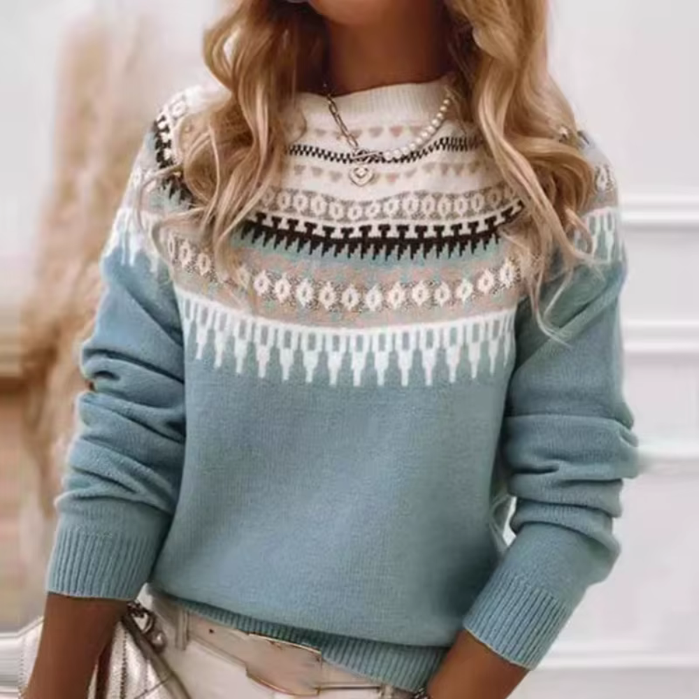 Maëva | Pull Motif Scandinave Rose