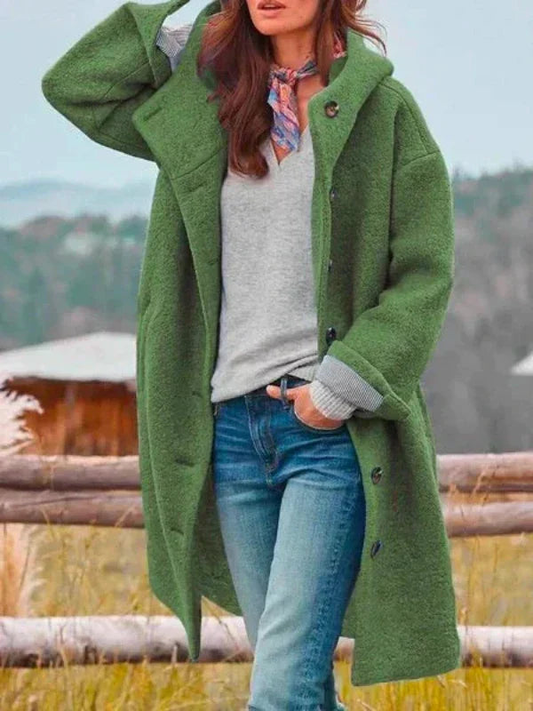 Hélène | Manteau chaud en tissu avec capuche
