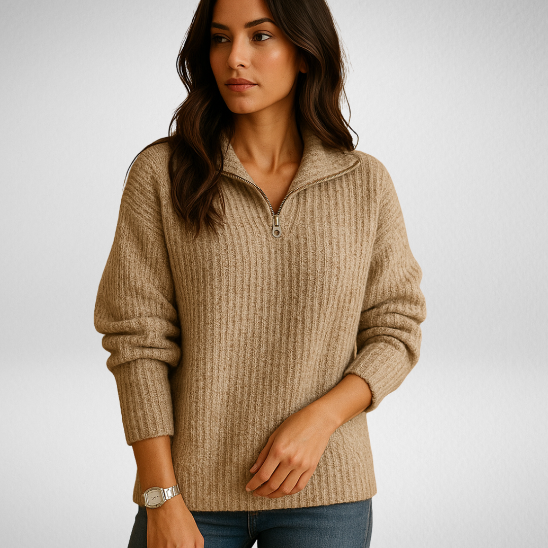 Sophie | Pull Demi-Zip Élégant