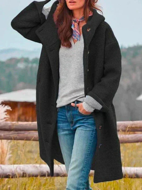 Hélène | Manteau chaud en tissu avec capuche