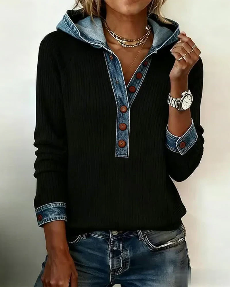 Fabiola | Sweat à capuche casual avec broderie en couleur contrastée