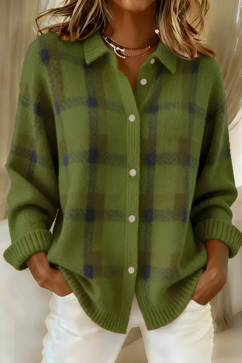 Francine | Cardigan Oversize à Carreaux Chic