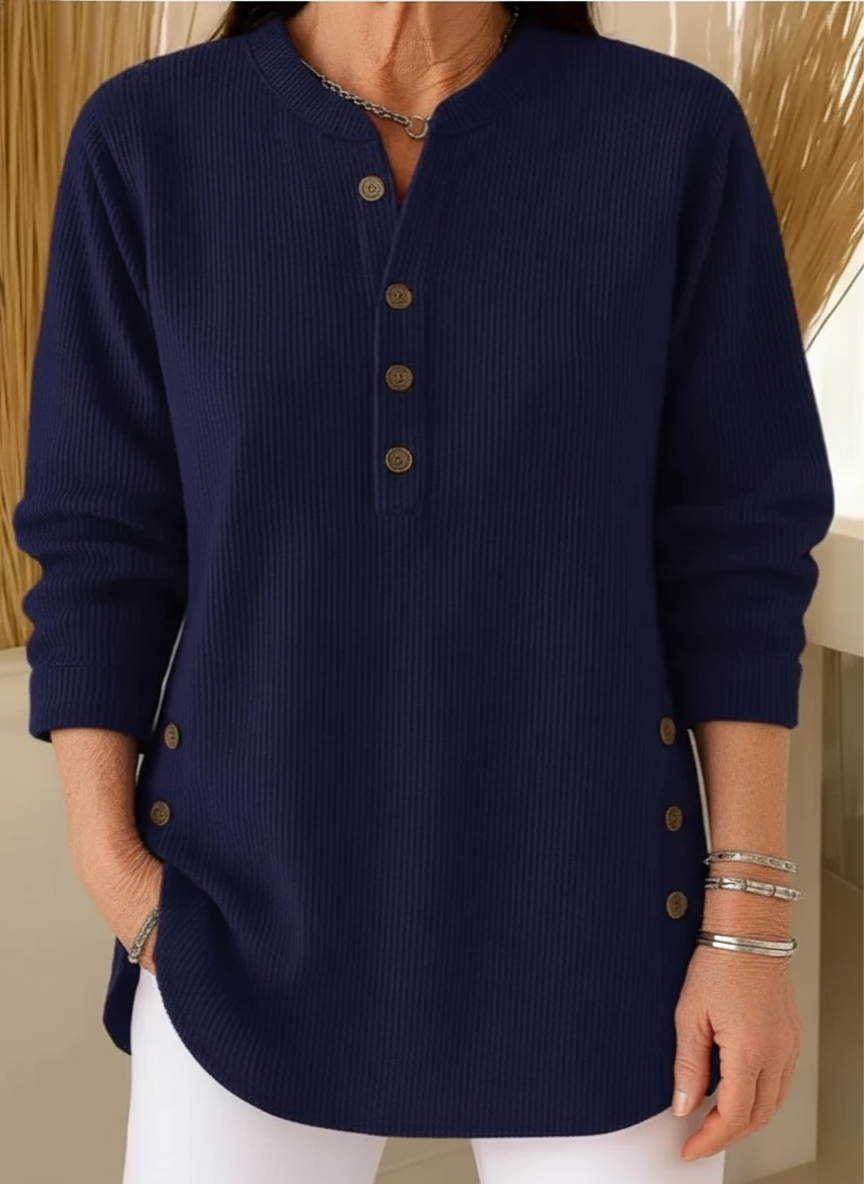 Colette | Pull Long Douillet à Boutons Raffinés