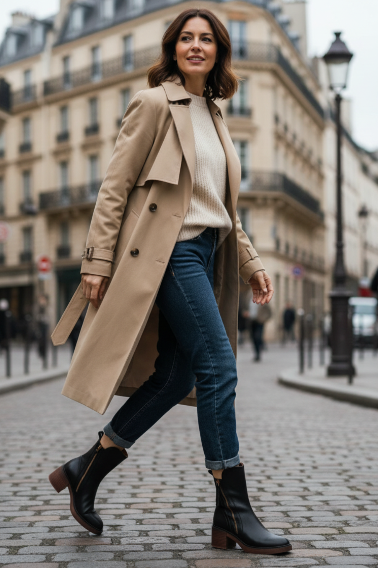 Valorine | Botte en cuir noire avec un talon confortable, élégante et intemporelle