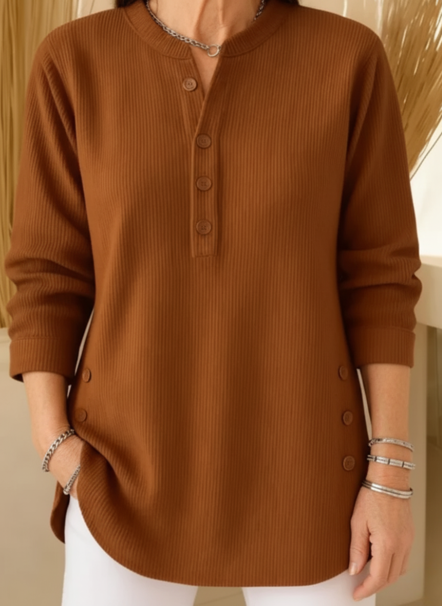 Colette | Pull Long Douillet à Boutons Raffinés