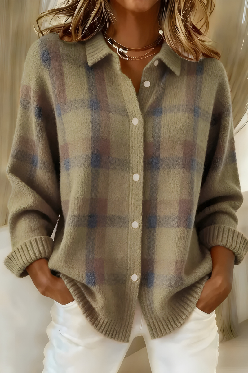 Francine | Cardigan Oversize à Carreaux Chic