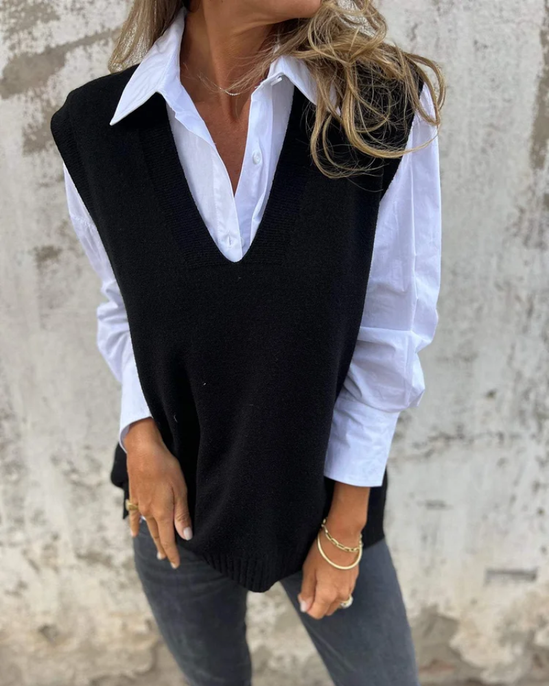 Éléane | Gilet Sans Manches Maille Cachemire
