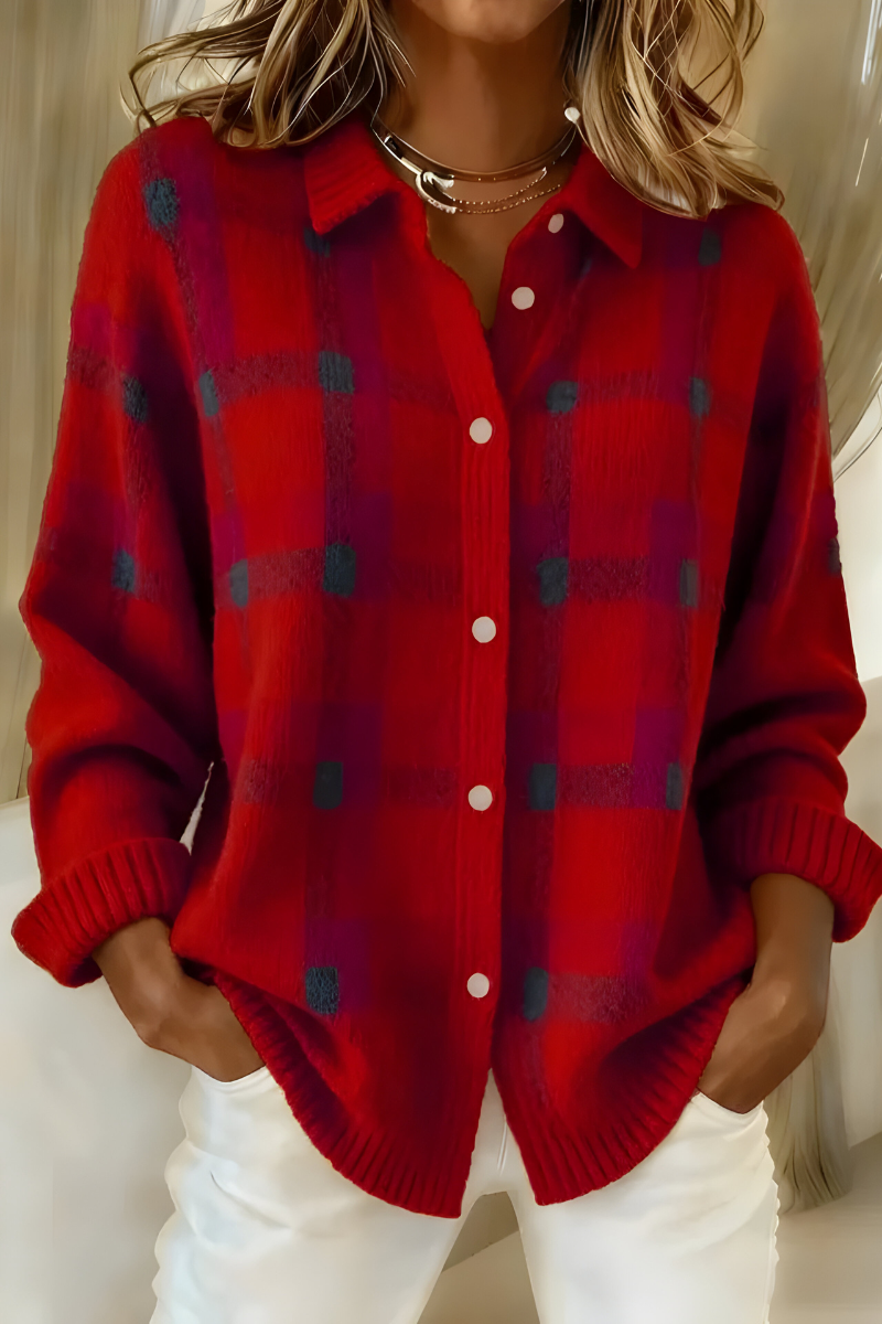 Francine | Cardigan Oversize à Carreaux Chic