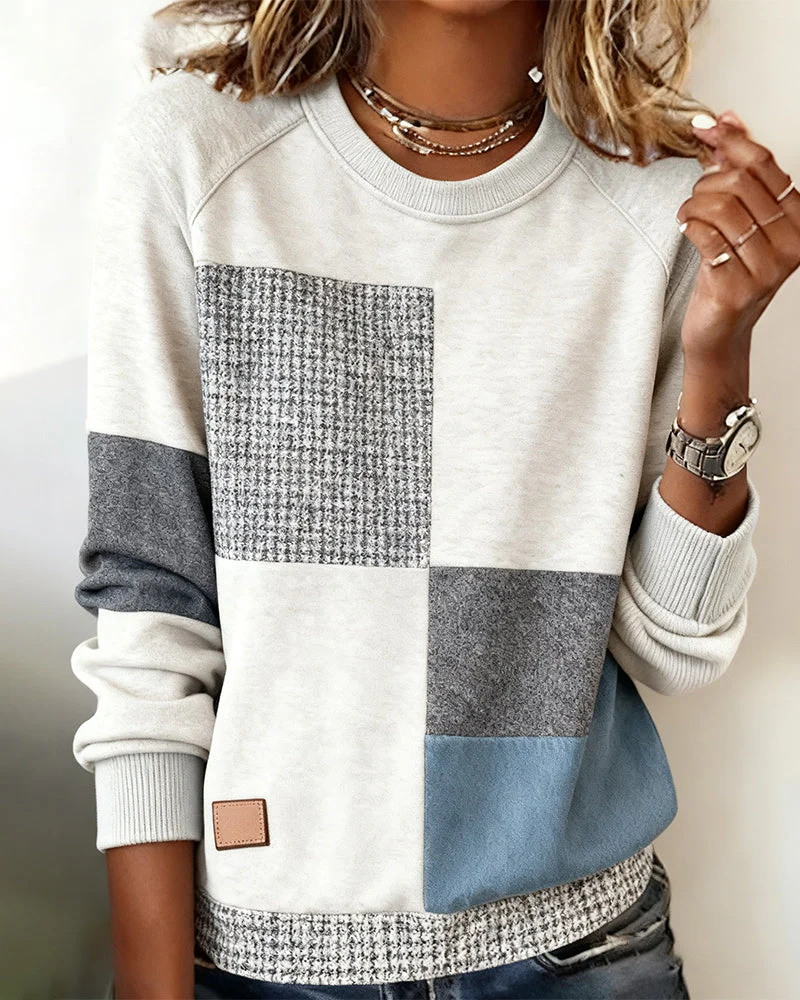 Zélie | Sweatshirt casual à col rond et contrastes modernes
