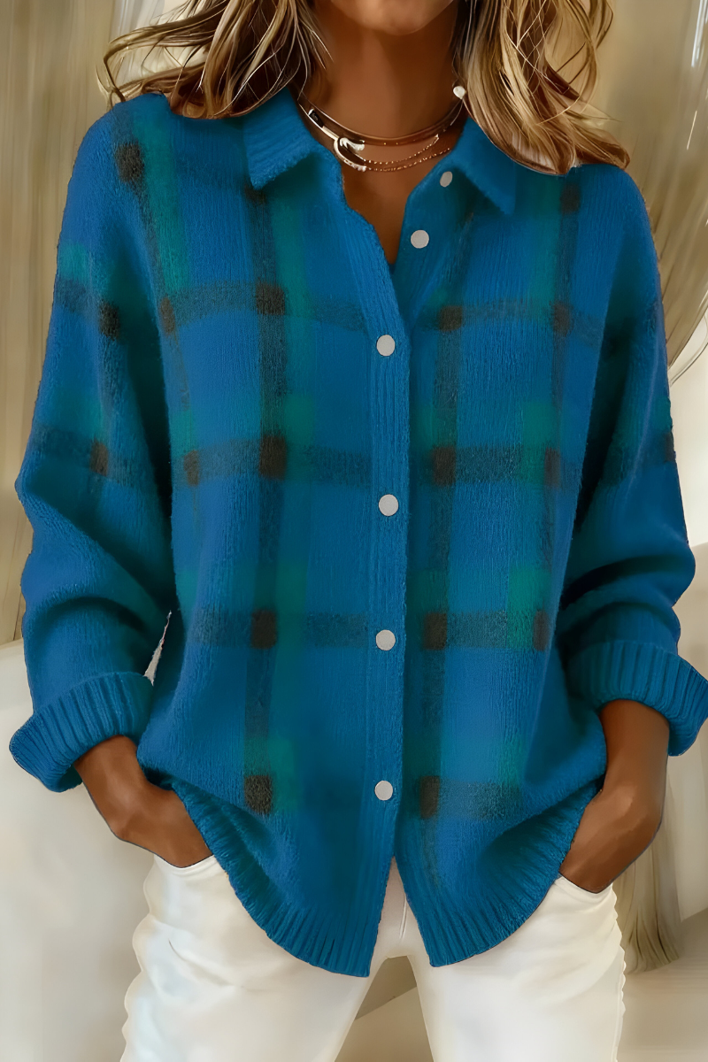 Francine | Cardigan Oversize à Carreaux Chic