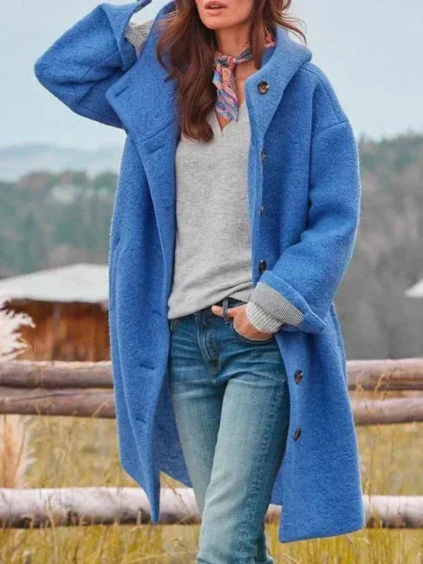 Hélène | Manteau chaud en tissu avec capuche