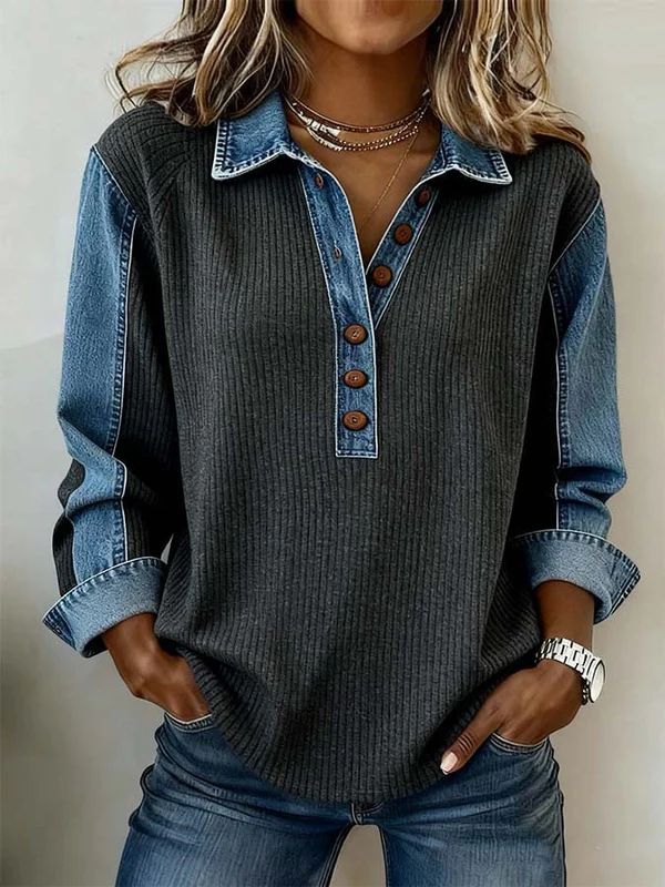 Iléana | Sweatshirt casual à surpiqûres contrastées