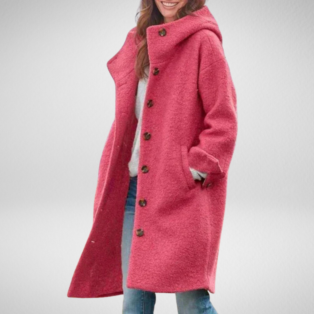 Hélène | Manteau chaud en tissu avec capuche