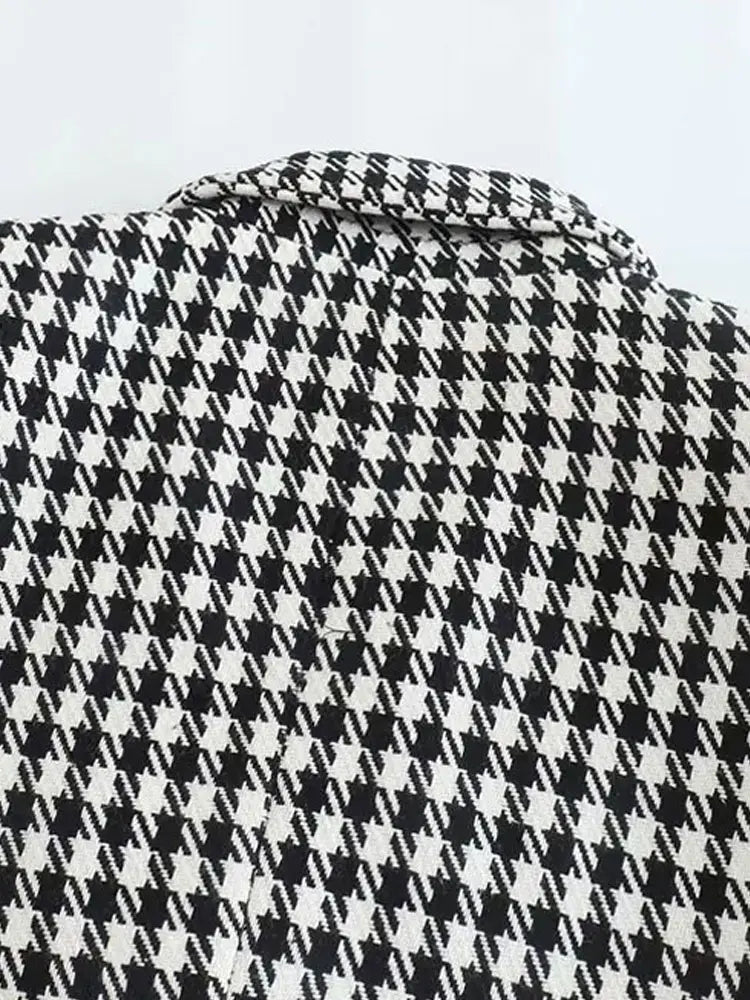 Rousseau Paris | Blazer Femme Pied-de-Poule Vintage, Double Boutonnage, Élégant