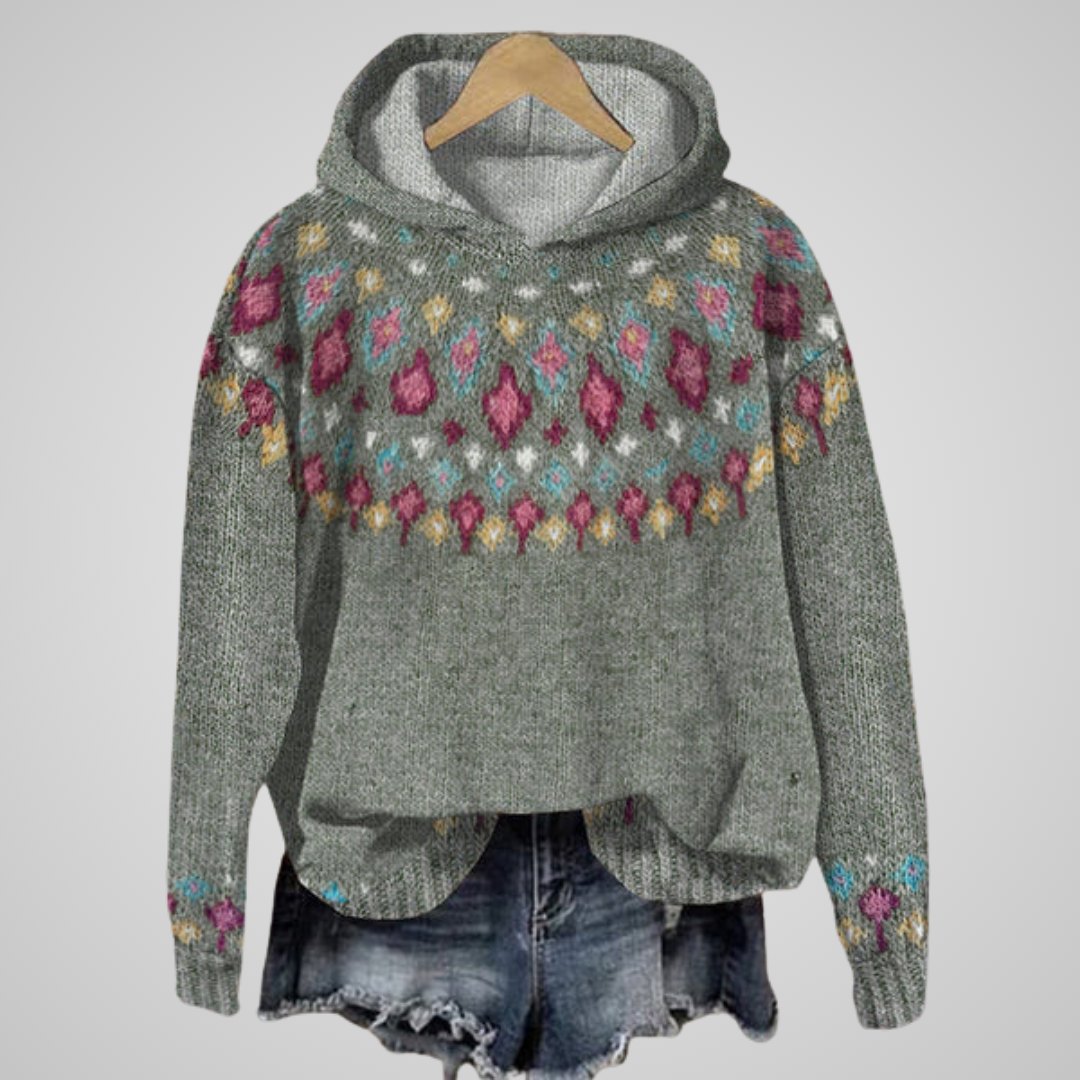 Coline | Pull Capuche Motifs Nordiques