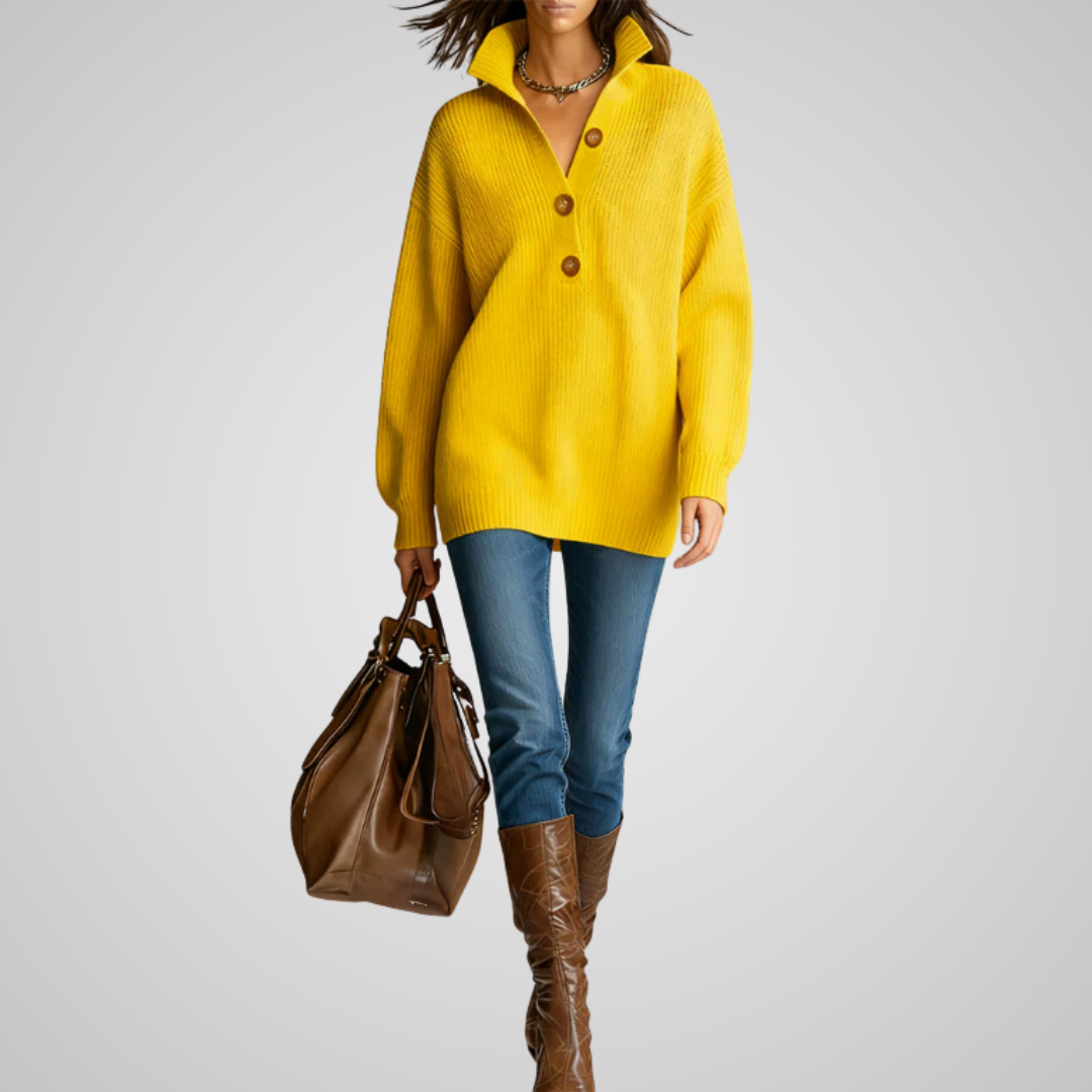 Thaïs | Pull Col Ouvert Boutonné
