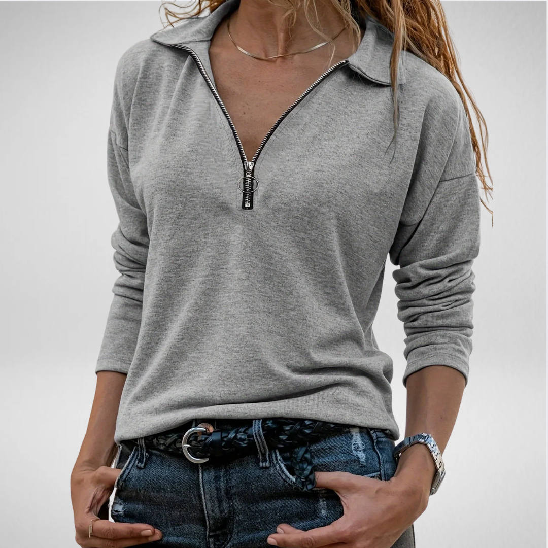Chloe | Pull Tricot à Col Zippé Moderne