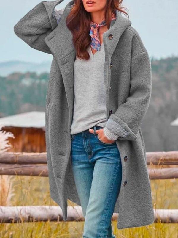 Hélène | Manteau chaud en tissu avec capuche