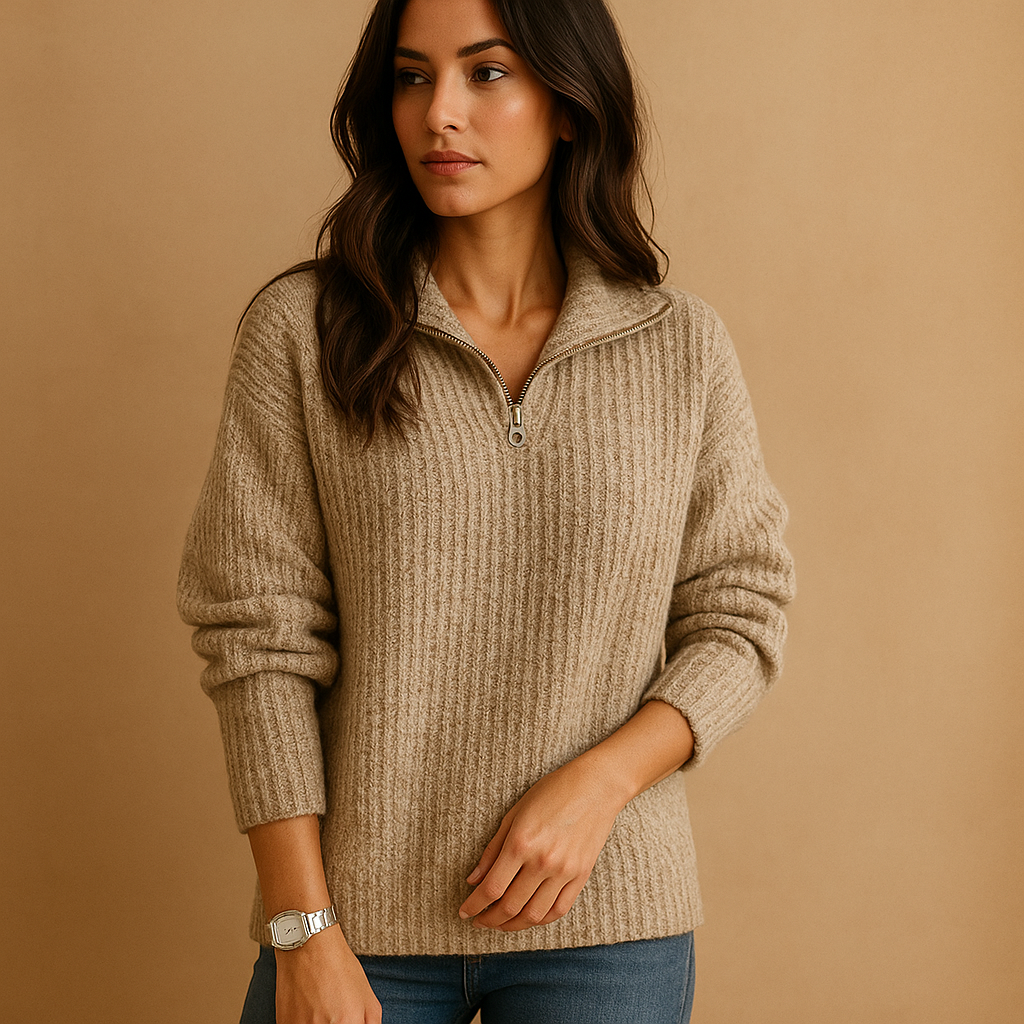 Sophie | Pull Demi-Zip Élégant