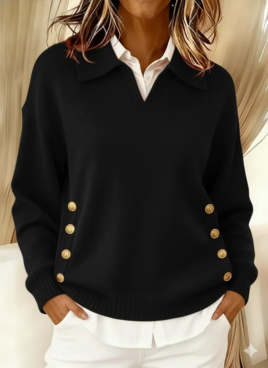 Lise | Pull Tricot Confortable avec Boucle Métallique
