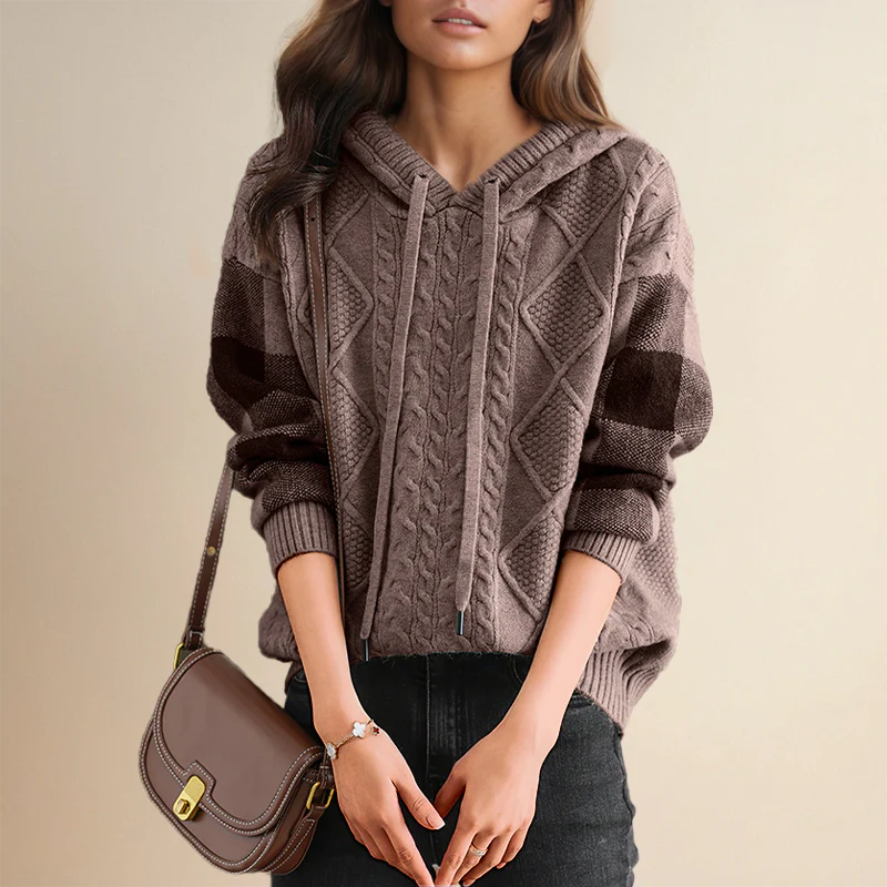 Una | Pull à capuche jacquard au style raffiné