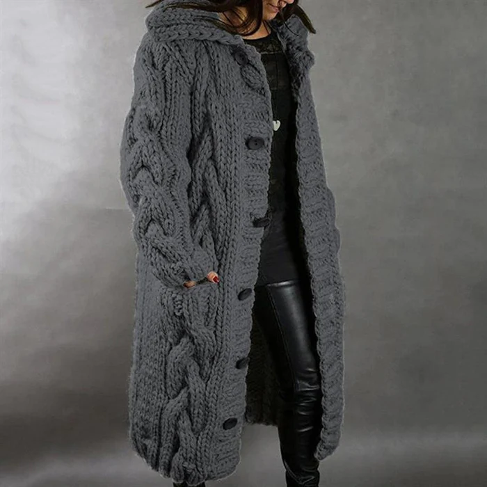 Davina | Manteau Long Tricoté Boutonné