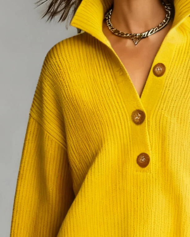 Thaïs | Pull Col Ouvert Boutonné