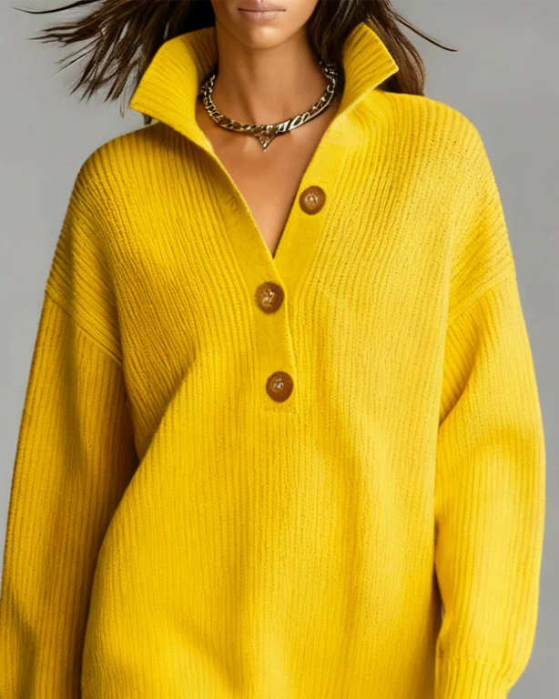 Thaïs | Pull Col Ouvert Boutonné