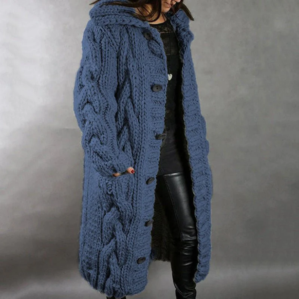 Davina | Manteau Long Tricoté Boutonné
