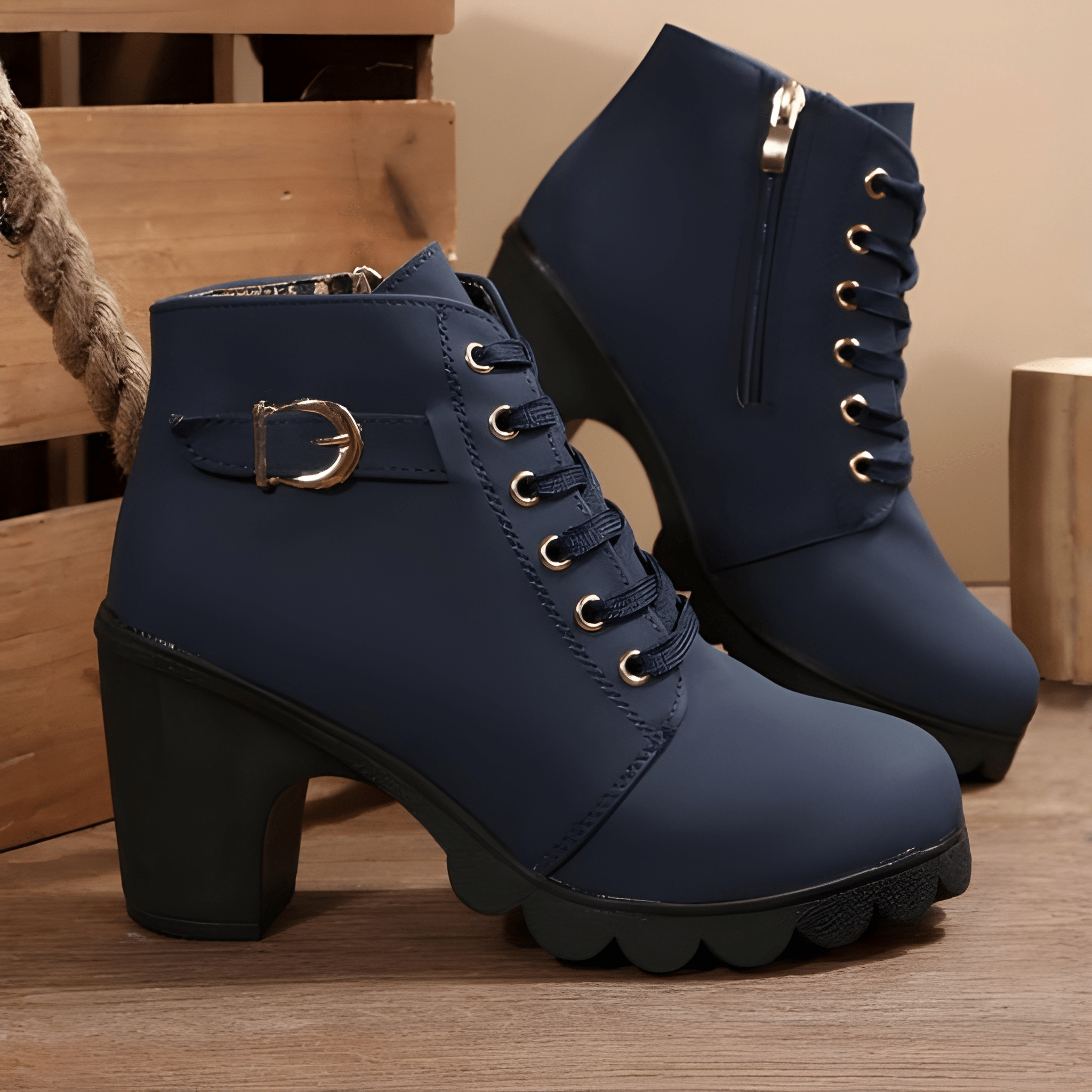 Valérine | Bottines à Lacets avec Boucle Métallique