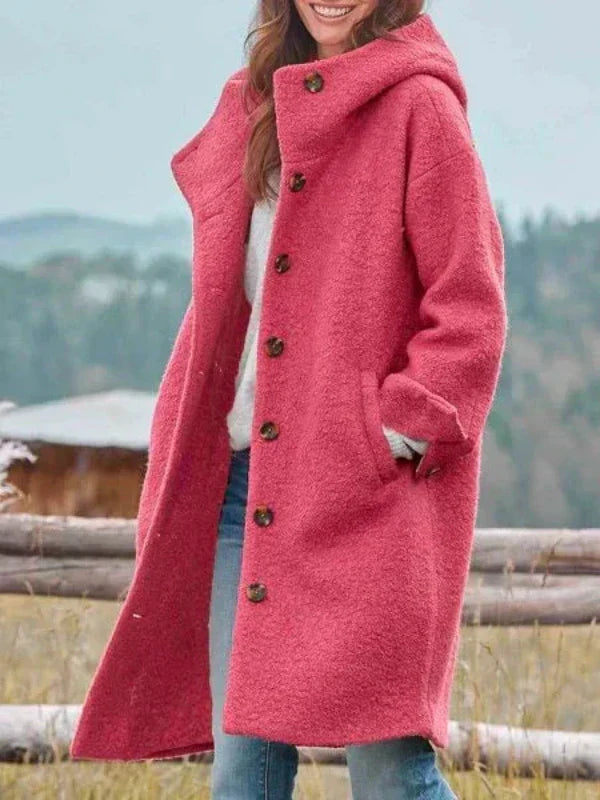 Hélène | Manteau chaud en tissu avec capuche