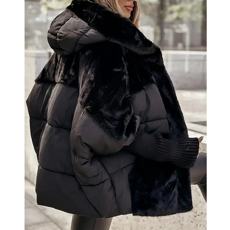 Rousseau Paris | Veste puffer oversized pour femmes avec capuche en design patchwork