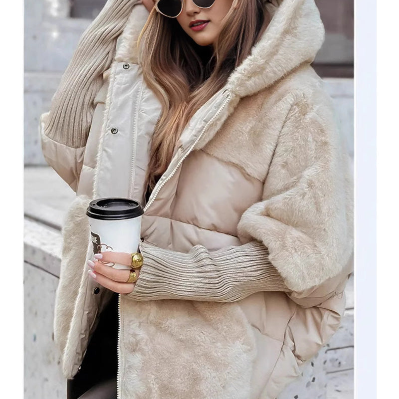 Rousseau Paris | Veste puffer oversized pour femmes avec capuche en design patchwork