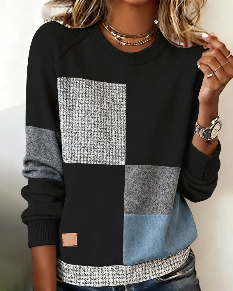 Zélie | Sweatshirt casual à col rond et contrastes modernes