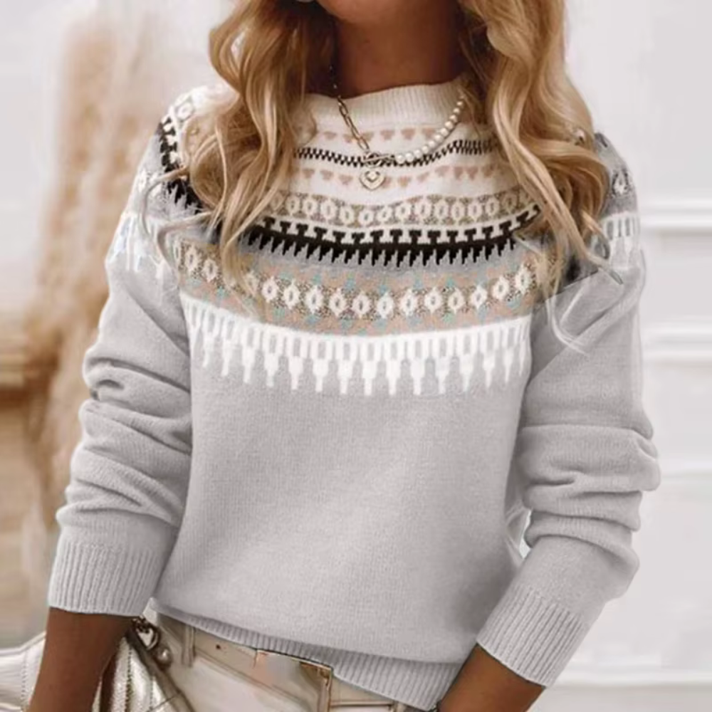 Maëva | Pull Motif Scandinave Rose