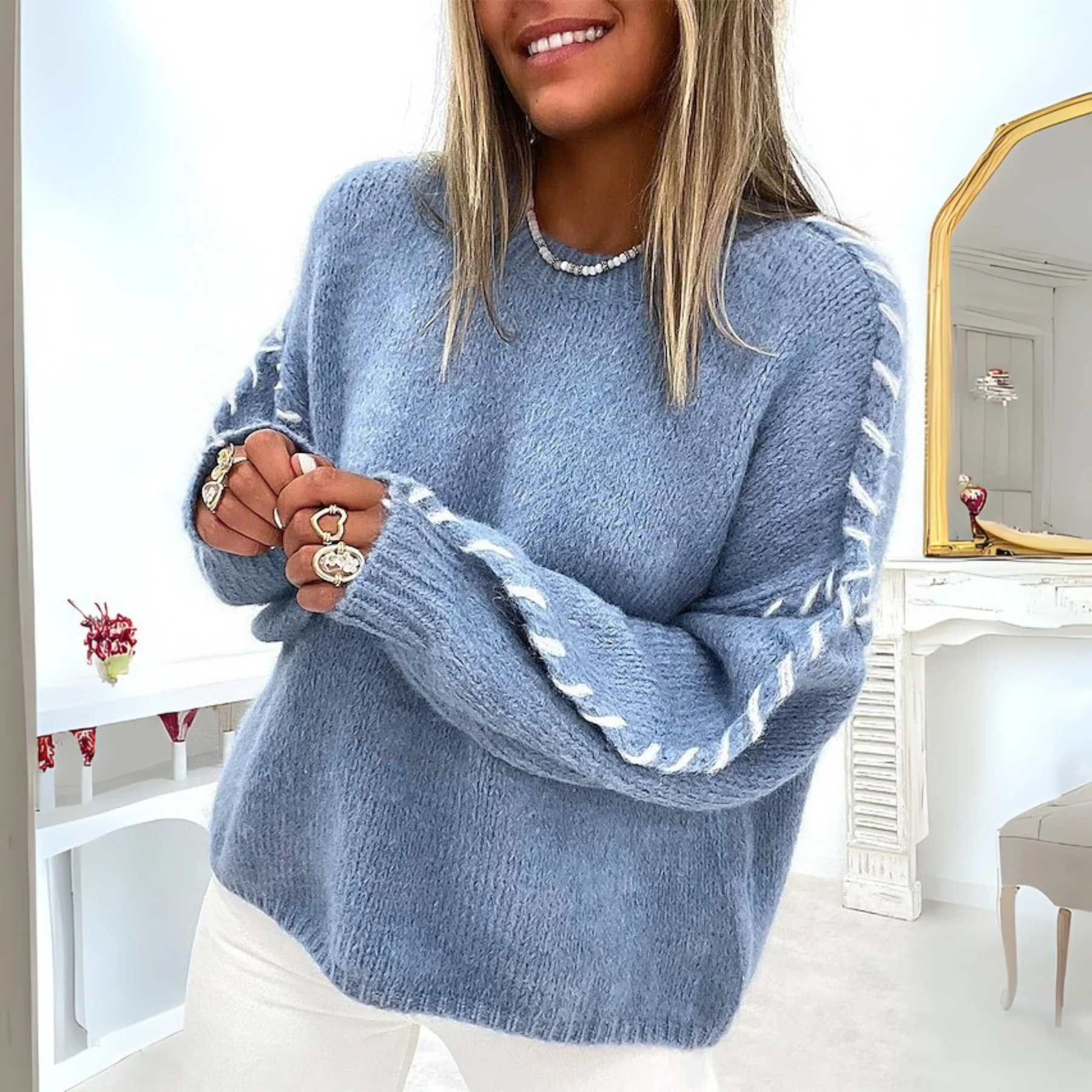 Noémie | Pull à manches longues et col rond confortable