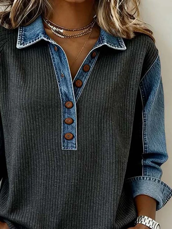 Iléana | Sweatshirt casual à surpiqûres contrastées