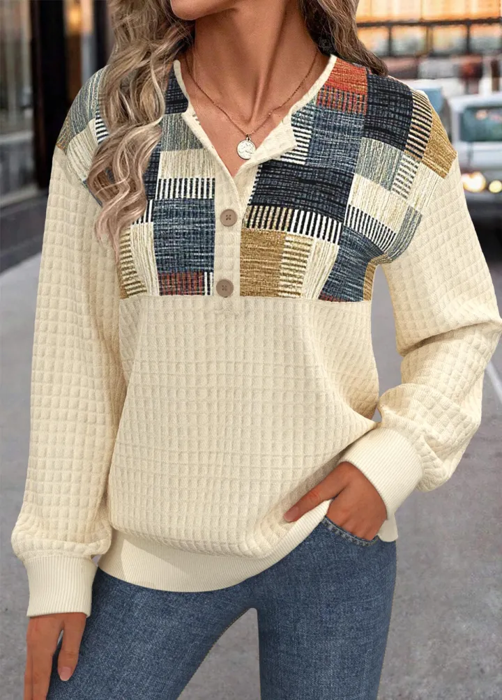 Ysée | Pull en maille patchwork à boutons