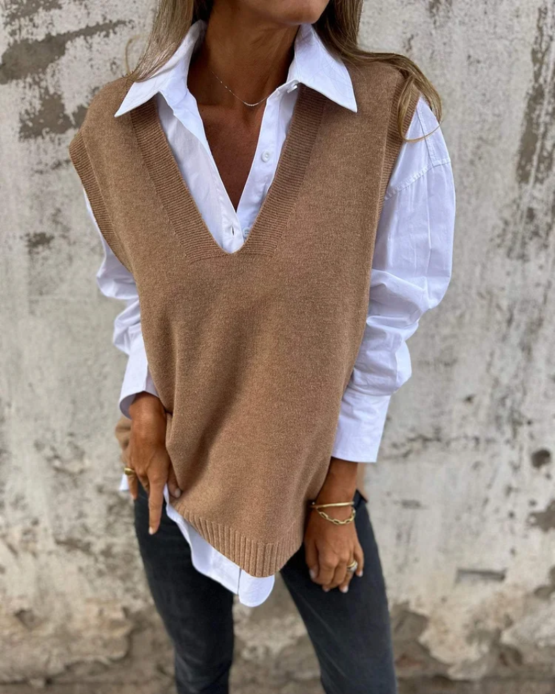 Éléane | Gilet Sans Manches Maille Cachemire