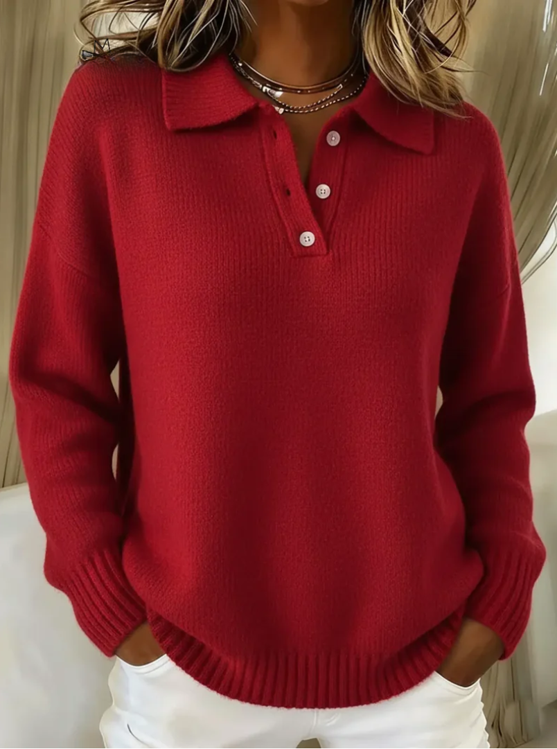 Claudine | Pull Polo Raffiné en Maille Souple