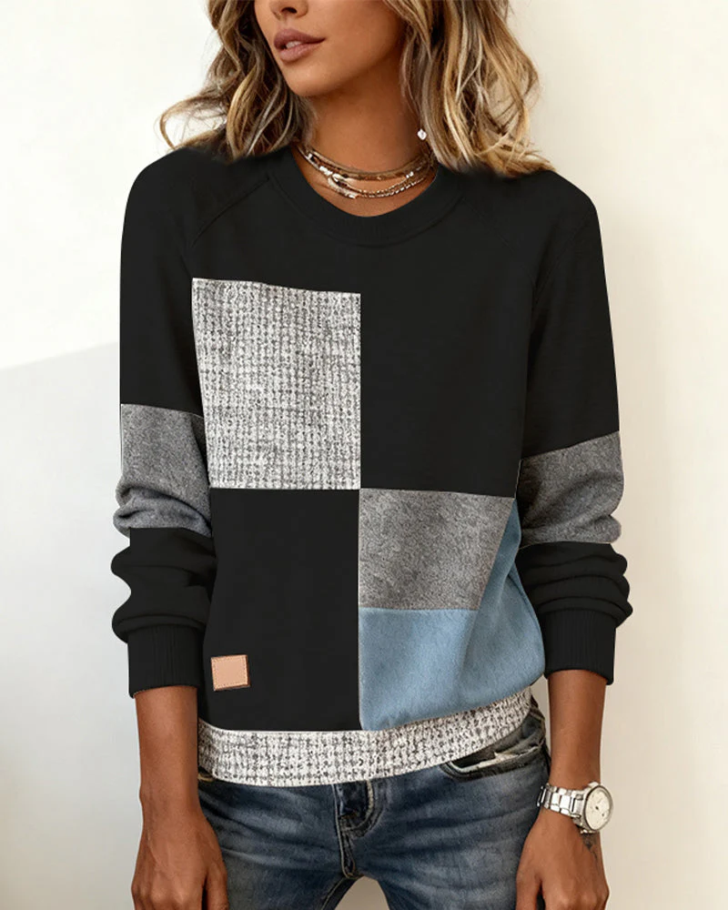 Zélie | Sweatshirt casual à col rond et contrastes modernes