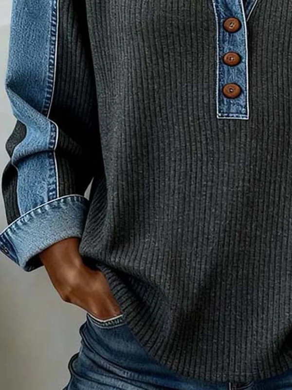 Iléana | Sweatshirt casual à surpiqûres contrastées