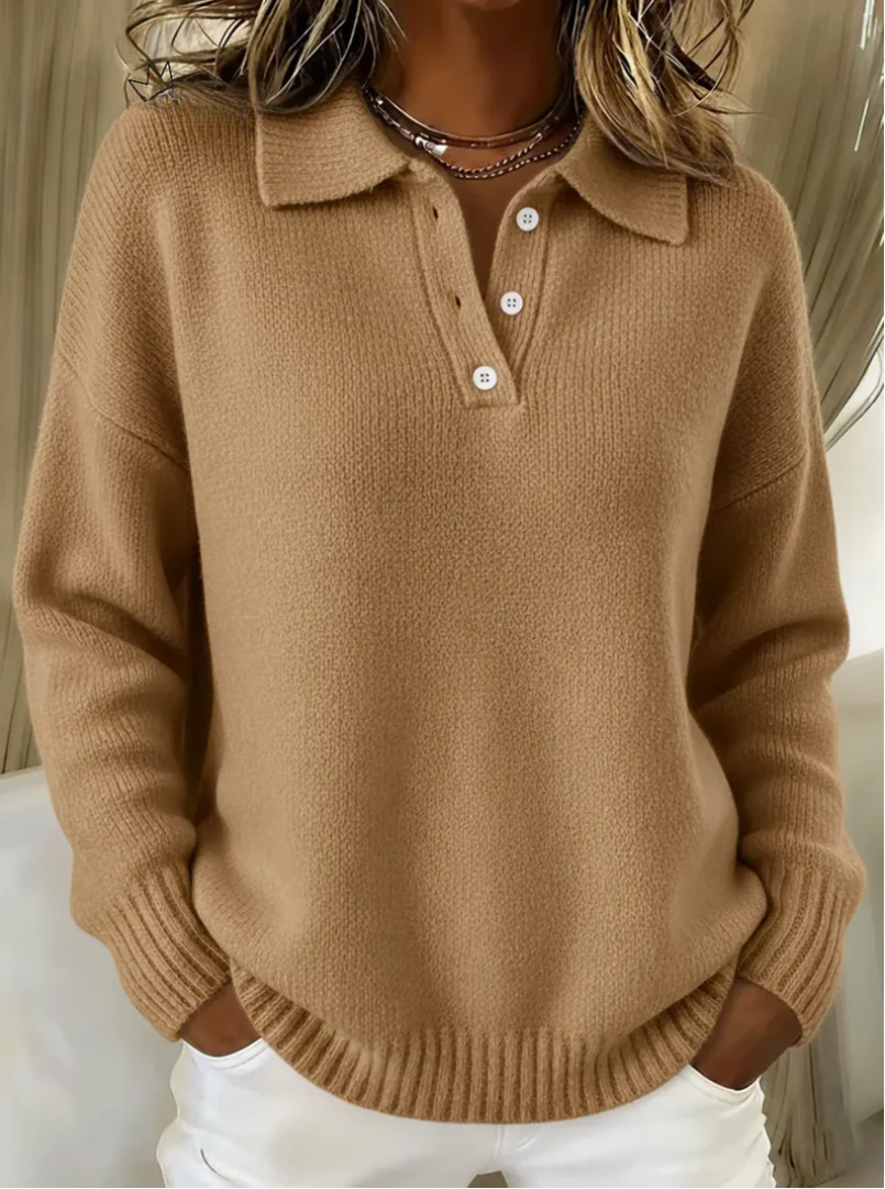 Claudine | Pull Polo Raffiné en Maille Souple
