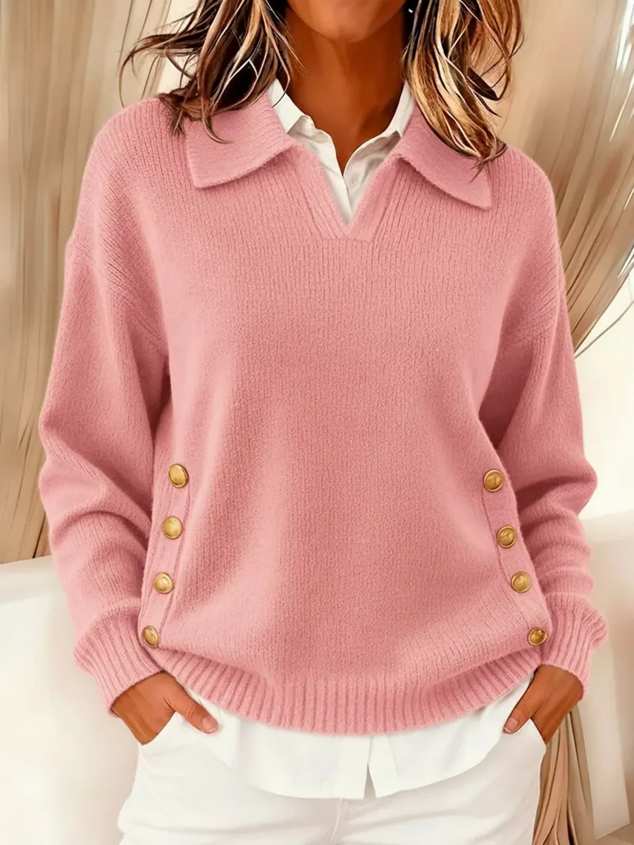 Lise | Pull Tricot Confortable avec Boucle Métallique